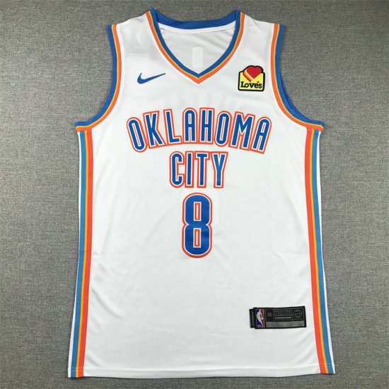 NBA 8 Williams OKC Thunder 23-24 Maillot blanc brodé